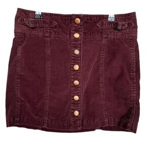 Gap Women's Burgundy 100% Cotton Corduroy Button Up Mini Skirt, Size 6, EUC